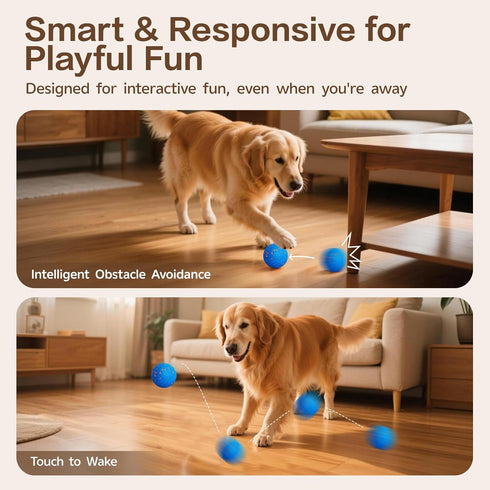 SUJF IP54 Interactive Dog Ball, Smart Interactive Dog Toys for Medium and Large Dogs, Automatic Moving, Bouncing