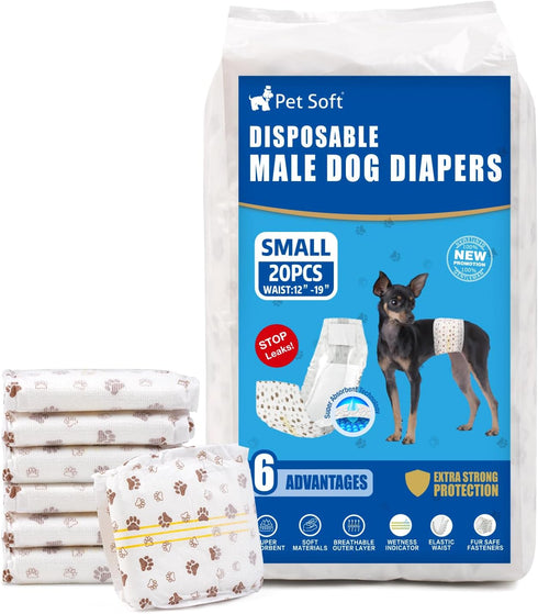 Pet Soft Dog Diapers Male - Disposable Male Dog Wraps Wetness Indicator,