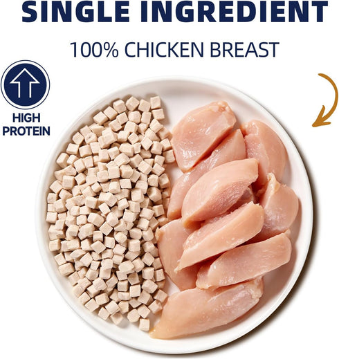 6 oz Freeze Dried Chicken Breast Treats for Dogs & Cats, Single Ingredient, High Protein Training Treat, Grain Free