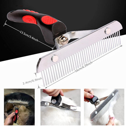 Grooming Rake Undercoat Brush for Dogs Long Hair, Tooth Stainless Steel Dog Comb, Deshedding Tool Set Husky Long-haired Cats, 2 Piece
