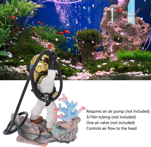 Zerodis Diver Aquarium Decoration, Floating Device Ornament for Fish Tank Accessories (White)