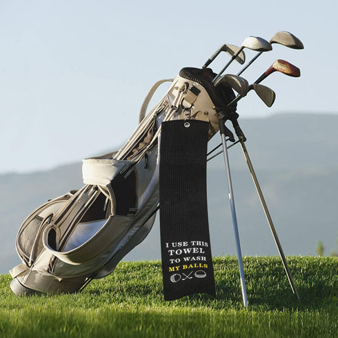 Funny Golf Towel, I Use This Towel to Wash My Balls, Embroidered Golf Gifts for Men with Clip