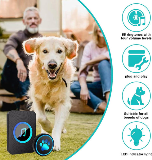 Yoiilifee 1000 IP65 60 (1Black) Dog Door Bell for Potty Training, Smart Wireless Doggie Doorbell to Go Outside, Feet