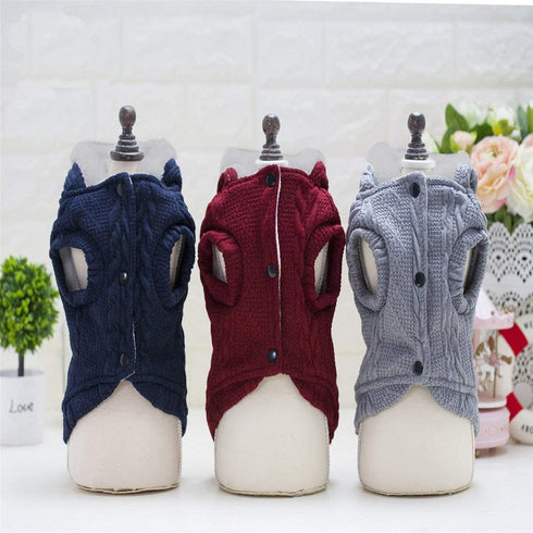 Dog Sweater Hoodie, Woolen Turtleneck Fleece Coat for Small Medium Dogs and Cats, Classic-Red (S)