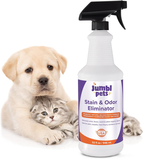 32oz Pet Stain & Odor Eliminator - Made in USA, Unscented Enzyme Odor Eliminator & Spot Remover Spray for Urine, Feces,