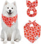 E-Clover Mother's Day Heart Dog Bandanas & Matching Scrunchie Set Cute Girl