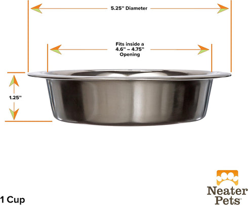 Neater Pet Brands Stainless Steel Dog and Cat Bowls (2 Pack) | Neater Feeder Cat Deluxe Replacement Bowl