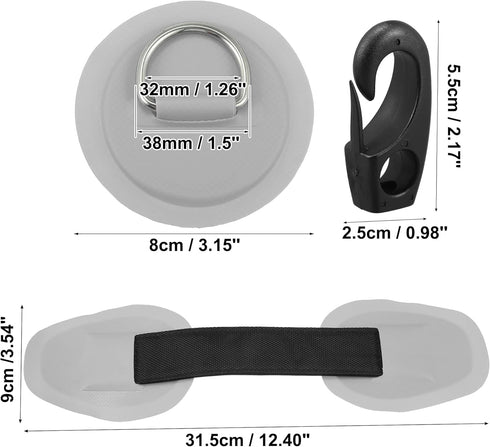 X AUTOHAUX 6pcs D Ring Patch, 8cm PVC Stainless Steel Round Shape Pad Set for Inflatable Boat Kayak Canoe Deck