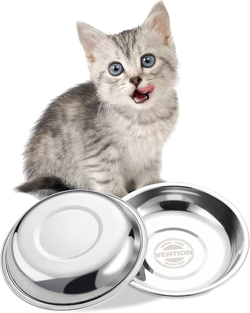 VENTION Cat Food Bowls Set of 2, 6.6 in Stainless Steel, Whisker Fatigue, 15.2 Fl.oz for Indoor Cats