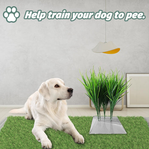 8Pcs Fake Grass Plants Pee Post for Dogs, Easy to Install and Clean, Guiding Male Dogs to Urinate (Lemon grass)