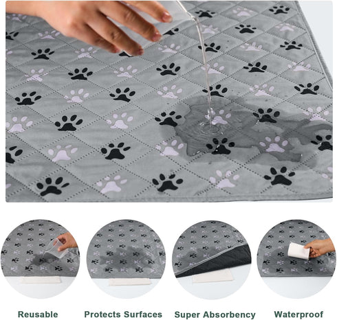 2 Pack 72"x 72" JERIA Waterproof Non Slip Wee padReusable Washable Pee Pads for DogsAbsorbent and Leakproof Training