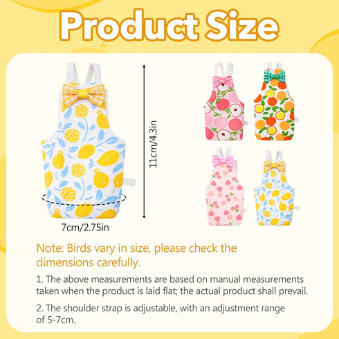 HekouJiub 4Pcs Bird Diaper - Cute Pet Bird Diaper with Waterproof Inner, Reusable Flight Suit for Cockatiel Parakeet