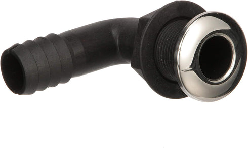 Seachoice 90-Degree Thru-Hull Connector, Fits 1-1/8 in. ID Hose, Max Hull 1-3/8 in., White