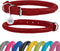 BronzeDog Rolled Leather Dog Collar - Round Rope for Small Medium Large Dogs Puppy Cat, Red Pink Blue Teal Brown Rose