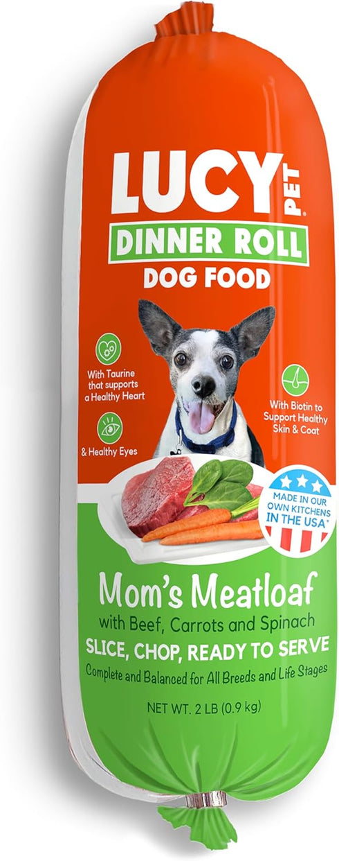 Lucy Pet Dinner Rolls-Mom's Meatloaf Beef with Carrots and Spinach, 2lb
