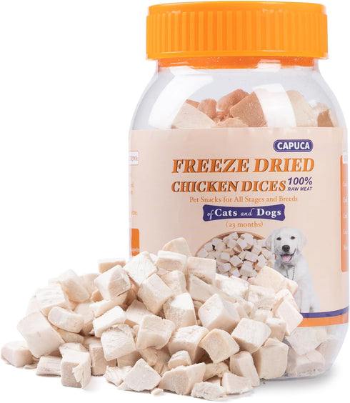 Freeze Dried Chicken Dog Treats, 4 OZ, Raw Chicken Breast Cube, High Protein Snacks, Grain Free
