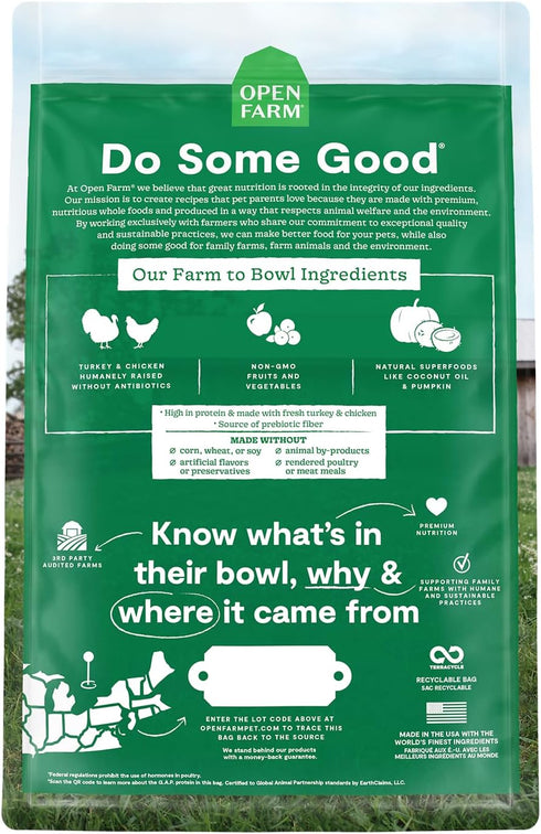 Open Farm Homestead Turkey & Chicken Grain-Free Dry Cat Food, Wild-Caught Fish Recipe, Non-GMO Superfoods, 8 lbs
