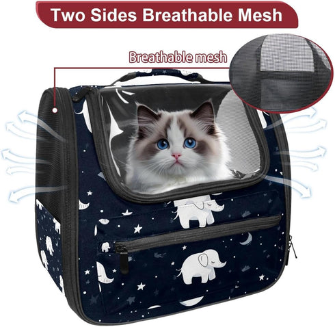 Backpack Backpack White Baby Elephants Cat Carrier, Breathable Cat Carrier Large Space Bubble Pet for Kitty Small Dog