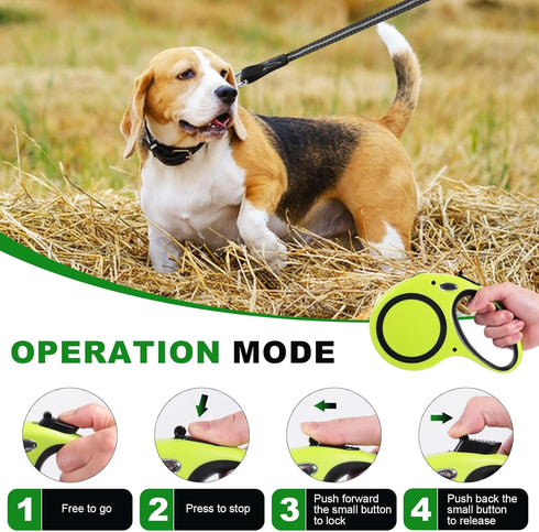 30FT Retractable Dog Leash, 360° Tangle-Free Walking Leash for Medium and Large Dogs up to 77 lbs, One-Hand Brake
