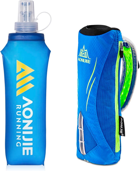 Geila Handheld Water Bottle for Running, 17 oz Grip Bottle with Hand Strap Hydration Pack