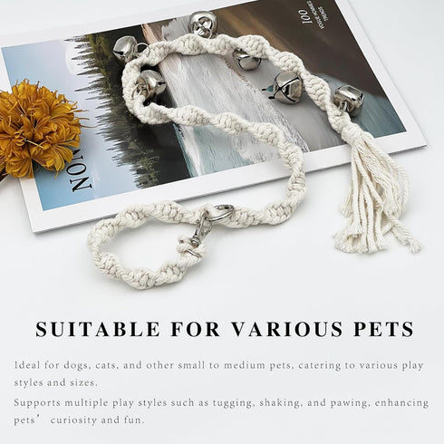 Attkryy Adjustable Dog Potty Training Door Bells, Twisted Rope Puppy Bell Ring for Going Outside, Loud Metal Bells