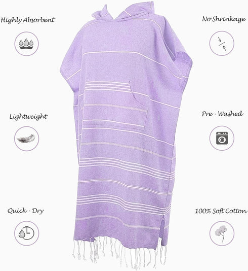 Beach Poncho with Hood, Personalized Turkish Towel Poncho, Handmade Beach Coverup, Customizable Unisex Surf Hoodie