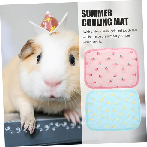 2Pcs Cooling Mat for Small Animals, Soft Summer Pet Cushion Self-Cooling Pad for Rabbits, Hamsters, Guinea Pigs