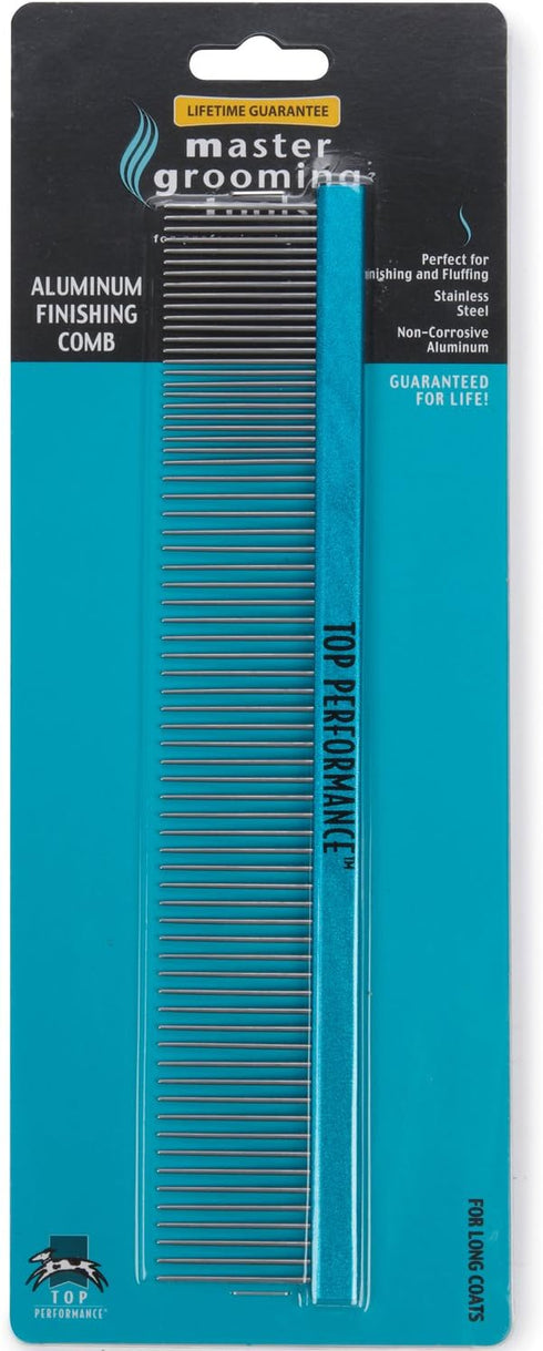 Master Grooming Tools Aluminum Finishing Comb, Versatile 10" Comb for Grooming Dogs, Black