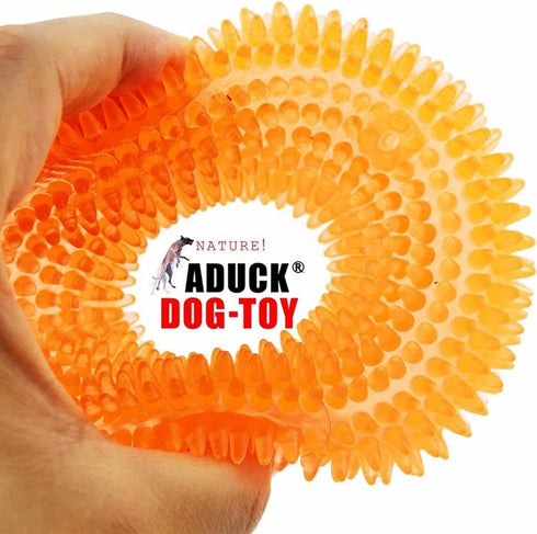 Aduck Dog Squeaky Chew Toys for Aggressive Chewers, Non-Toxic Soft Natural Rubber, Cute Crystal Ring Design - 4.92