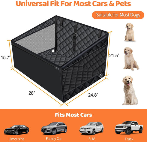 3-Sided Hammock 200 lbs URPOWER Hard Bottom Dog Car Seat for Large Medium Dogs, Dog Back Seat Extender with Hard