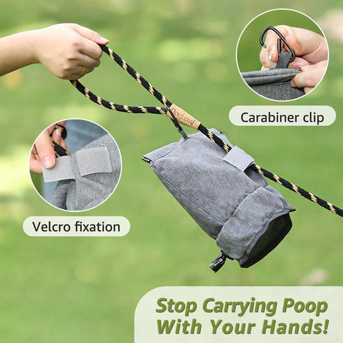 Dog Walking Bag with Poop Bag Dispenser, Portable Pet Poop Pouch for Leash, Harness & Waist, Reusable Smell Proof