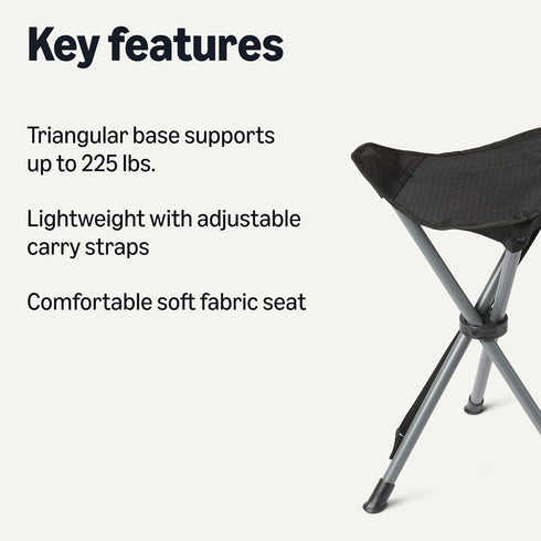 Amazon Basics Portable Camping Stool, Collapsible, Lightweight, for Hiking, Hunting, Fishing, Black