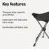 Amazon Basics Portable Camping Stool, Collapsible, Lightweight, for Hiking, Hunting, Fishing, Black