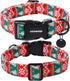 DOGWONG Christmas Cotton Dog Collar, Red Green Stripe Christmas Dog Collar Durable Soft Fabric Pet Dog Collar Cute Red Puppy Necklace for Small Medium Large Dog