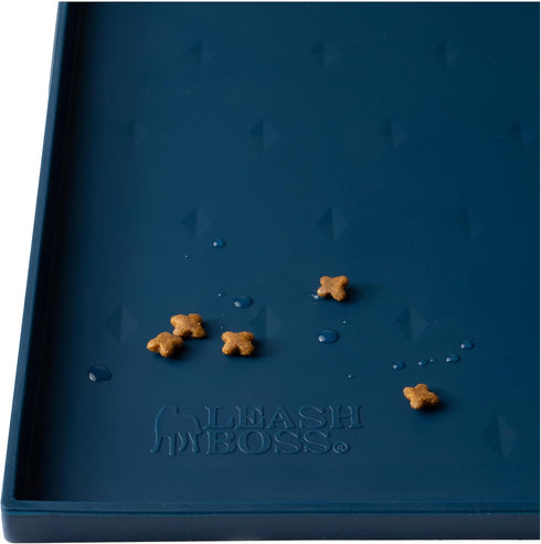 Leash Boss Dog Food Mat for Bowls, Waterproof Silicone Feeding Mat with Extra Tall Raised Edges, XXL: 30" x 22"