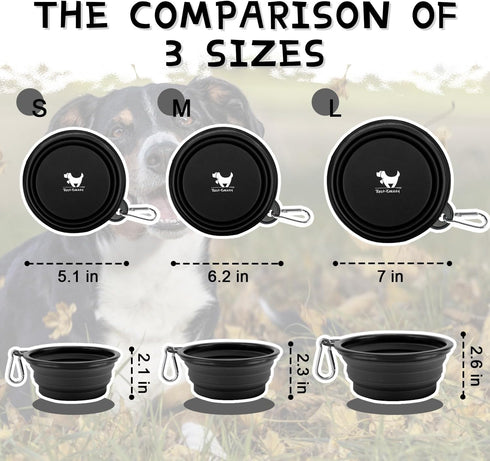 Rest-Eazzzy 2-Pack Large Collapsible Dog Bowls 1000 ml, Portable Water Bowl for Dogs Cats with 2 Carabiners, BPA Free