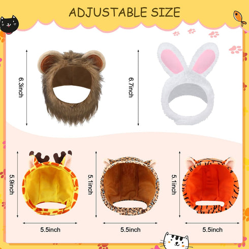 5 Pcs Cat Hat - Adorable Costume Bunny Hat with Ears for Cats and Small Dogs, Party Accessory Headwear