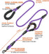 Dog Leash,5 FT Heavy Duty Double Handle Dog Leash with Comfortable Padded and Reflective,Rope Dog Leashes for Small,Medium,Large Dogs (Rope-Purple)