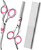Pink Dog Grooming Scissors Kit with Safety Round Tip, Includes Thinning & Curved Scissors and Comb for Dogs & Cats