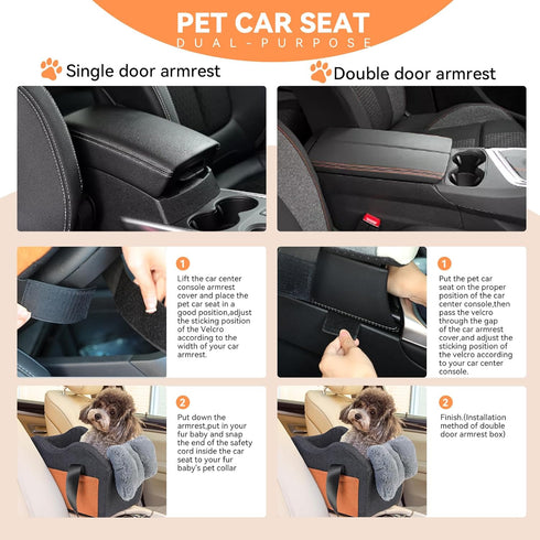 Dog Car Seat for Small Dogs, Center Console Booster Seat for Car, Puppy Car Seat (Dark Gray)