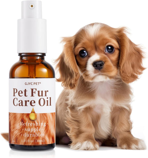 Pet Fur Care Oil - Tangle Remover for Shiny & Silky Coat, Soothing Skin Protection for Dogs and Cats - 1.01 fl. oz