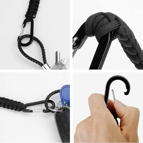 Backpacks, BRAVESHINE Paracord Keychain Carabiner Clip, D Ring Lanyard Hanger Stroller Hook for Water Bottle, Key, Men
