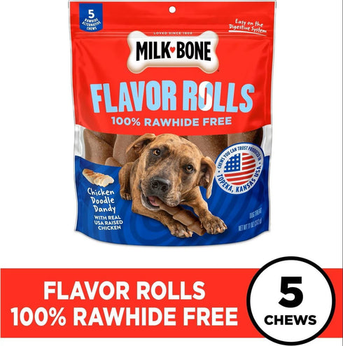 Flavor Rolls Rawhide Free, 5 Count (Pack of 1)