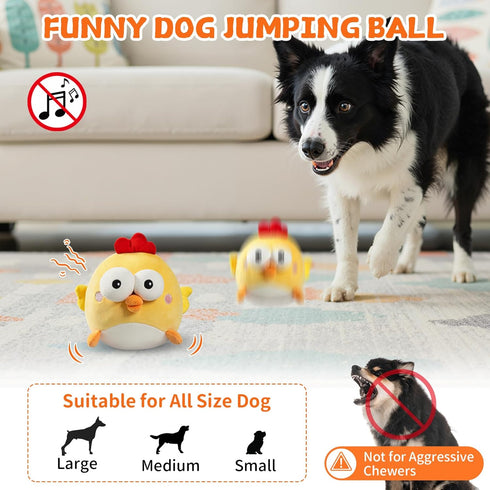 1.5H Interactive Dog Toy Ball, Upgrade Automatic Jump Plush Toy with Removable Zipper for Small Large Dogs