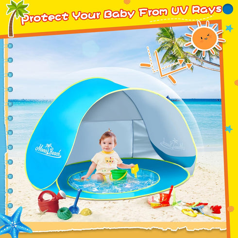 UPF50+ Set Monobeach Baby Beach Tent with Beach Sand Toys Pop Up Portable Shade Pool UV Protection Sun Shelter