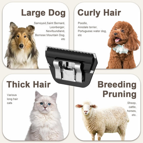 5FW Wide Blades for Dog Grooming, Compatible with Andis, Oster A5, Wahl KM10 Clippers, Cutting Length 1/4", Black