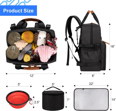 Modoker Dog Travel Bag - Airline Approved Backpack Organizer with 2 Food Storage Containers, 2 Collapsible Bowls, 1 Pet