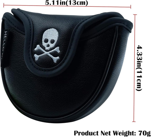 Golf Club Skull Skeleton Mallet Putter Cover, Magnetic Closure PU Leather Headcover
