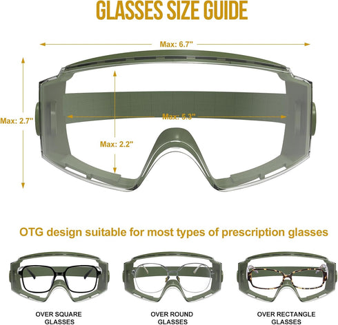 OneTigris Tactical Goggles, Over Glasses Anti Fog Tactical Eyeglasses, Safety OTG Protection with Interchangeable Lens