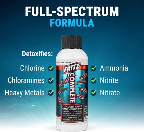 Fritz Complete Water Conditioner/Tap Water Dechlorinator, 4 oz, Instantly Detoxifies Chlorine, Heavy Metals